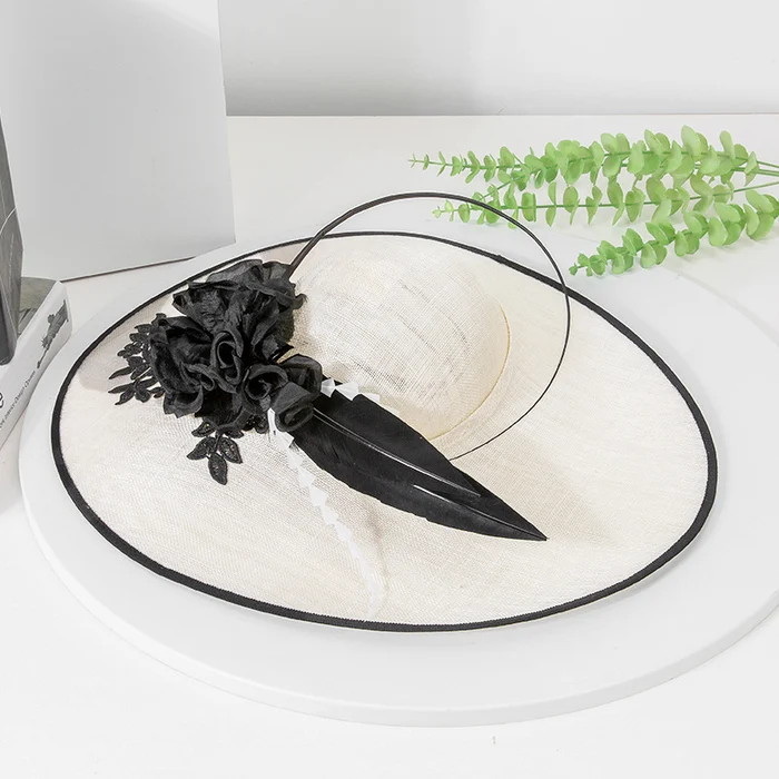 Monochrome Saucer Floral Sinamay Kentucky Derby Hat