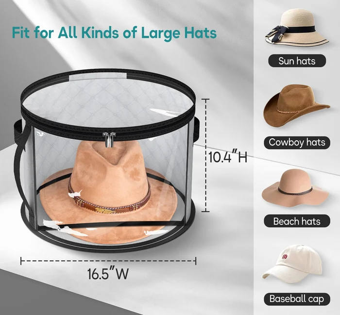 Clear Extra Large Hat Box for Travel & Storage | Dustproof Millinery Case
