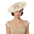 Classic Sinamay Flat Crown Boater Hat with Satin Ribbon Bow