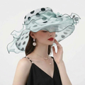 Polka Dot Organza Ruffle Wide-Brim Derby Sun Hat
