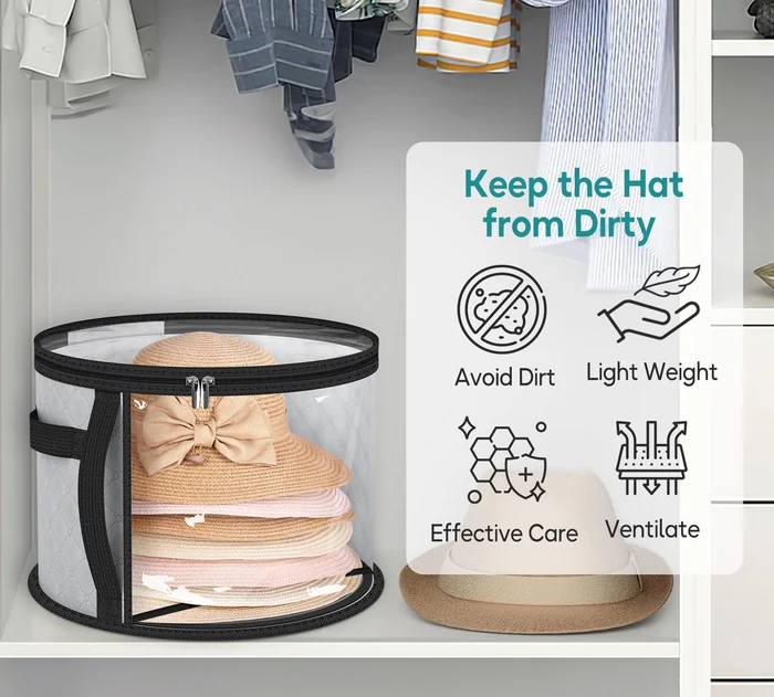 Clear Extra Large Hat Box for Travel & Storage | Dustproof Millinery Case