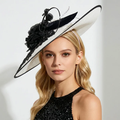 Monochrome Saucer Floral Sinamay Kentucky Derby Hat